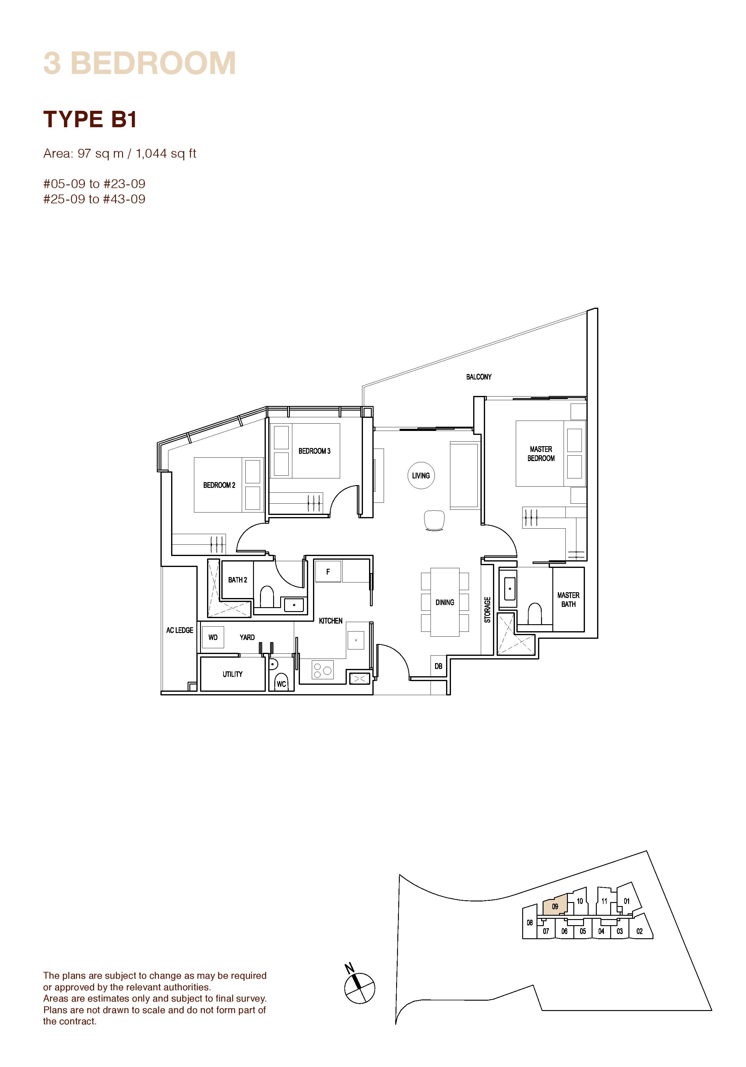 Artra 3 Bedroom Floor Plans Type B1