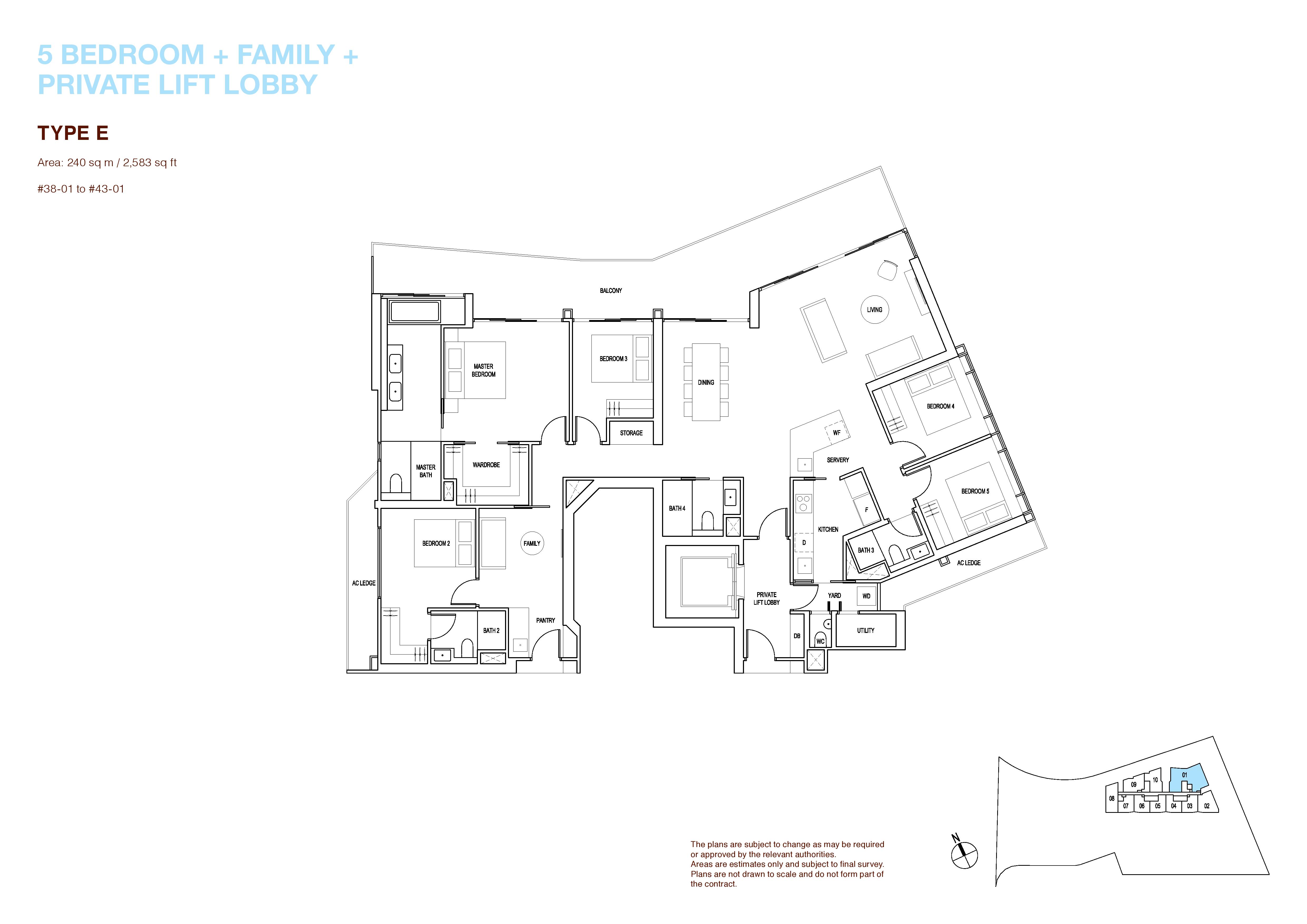 Artra 5 Bedroom + Family + Study Floor Plans Type E